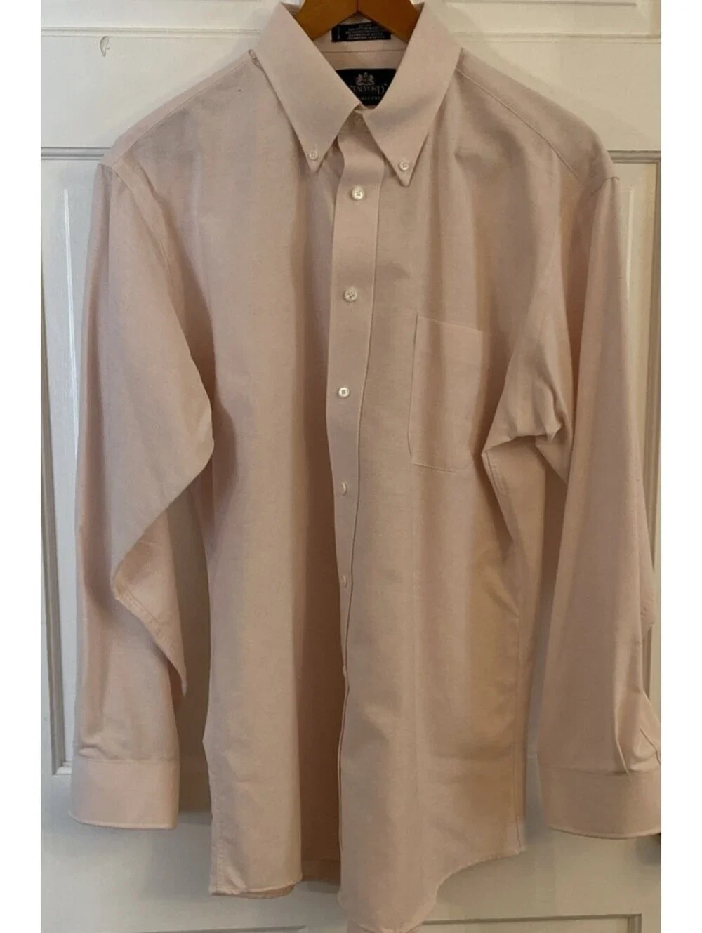 Stafford Dress Shirt Men Sz 16.5 34 Pink Royal Twill Wrinkle Free Long Sleeve